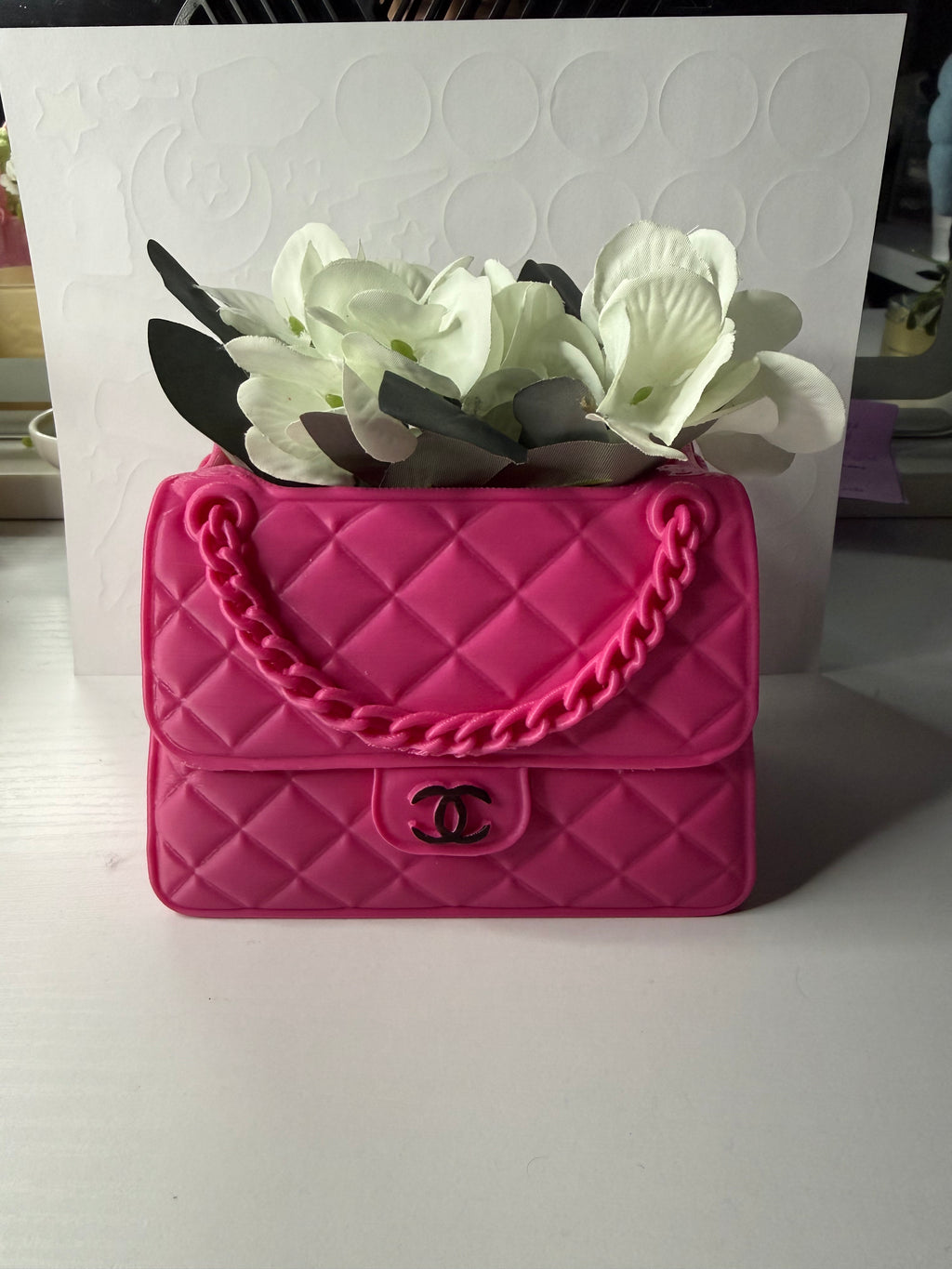 3D Printed pink Mini Handbag Decor