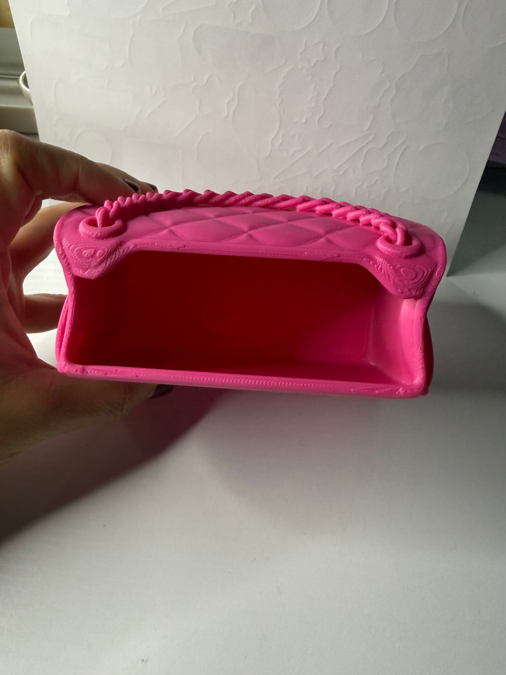 3D Printed pink Mini Handbag Decor